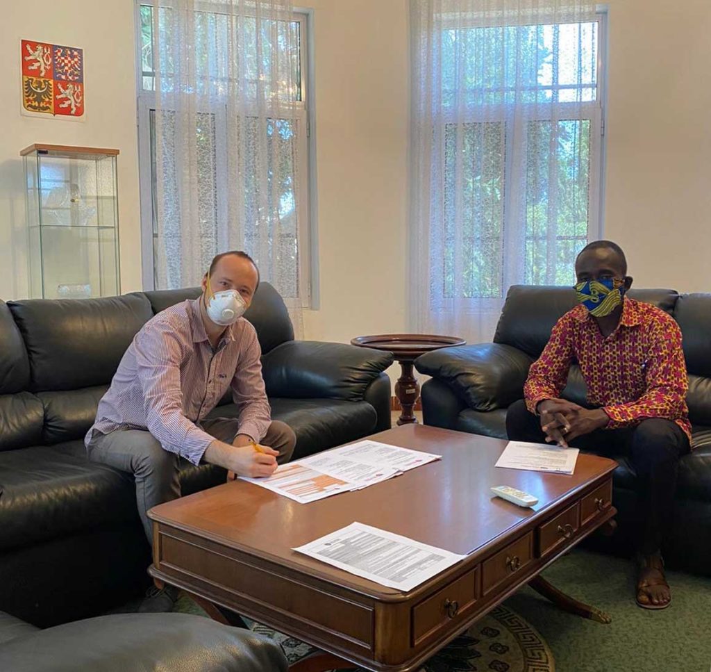 (Right) Lukas Kindl, Deputy Head Of Mission Embassy Of Czech Republic In Ghana, (Left) Michael Kunke, (CEO, Michael Kunke Foundation signing the agreement for the partnership.